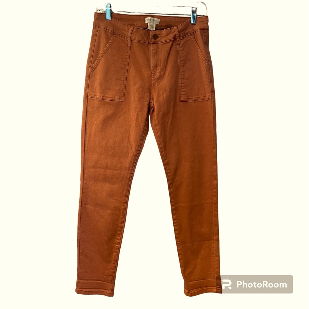 Sky and Sparrow Size 11 Pants Fall Orange Slim Fit/Skinny, cute Patch Pockets